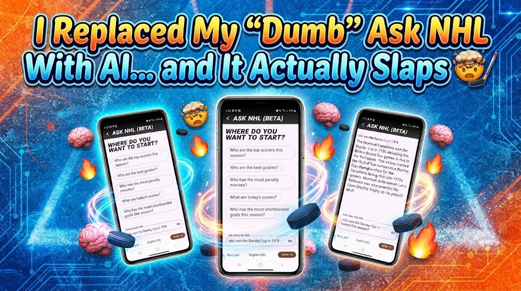 🧠🔥 I replaced my “stupid” NHL request with AI… and it actually slaps 🤯🏒 | by RAFA | July 2026